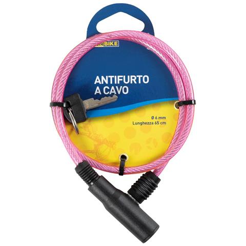 Antifurto A Cavo Per Bicicletta In Acciaio Rosa- Dimetro 6 Millimetri E Lunghezza 650 Millimetri - Foto 2