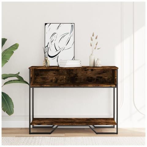 Tavolo Consolle Rovere Fumo 100x35x74,5 Cm In Truciolato - Foto 3