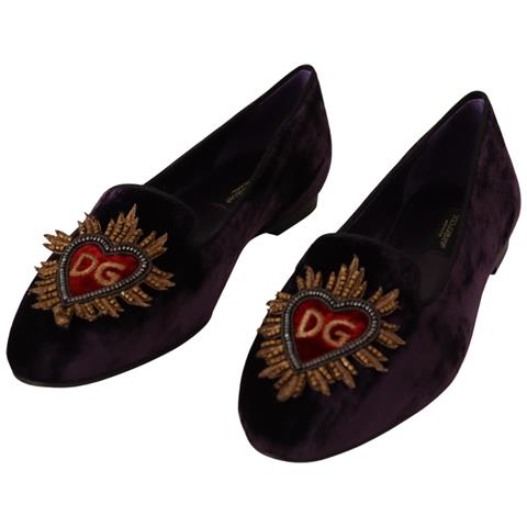 Mocassini Con Cuore Dg In Velluto Viola - Eu36/us5.5 - Foto 2
