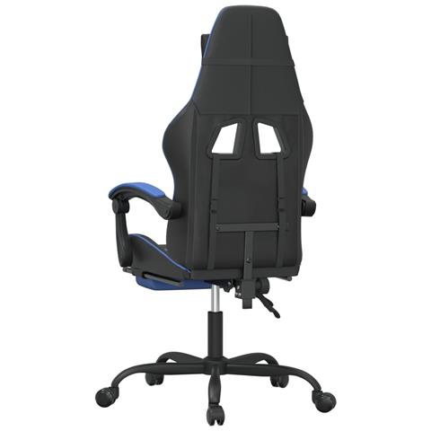 Sedia da Gaming Girevole con Poggiapiedi Nero e Blu Similpelle - Foto 2