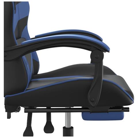 Sedia da Gaming Girevole con Poggiapiedi Nero e Blu Similpelle - Foto 10