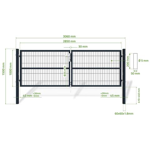 Cancello In Rete Razo Da 3 M H.100 Cm + Cancello Razo Da 1 M H.100 Cm Grigio - Foto 2