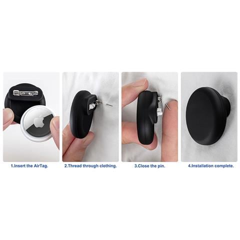 Custodia In Silicone Per Airtag Con Portachiavi Black - Foto 6