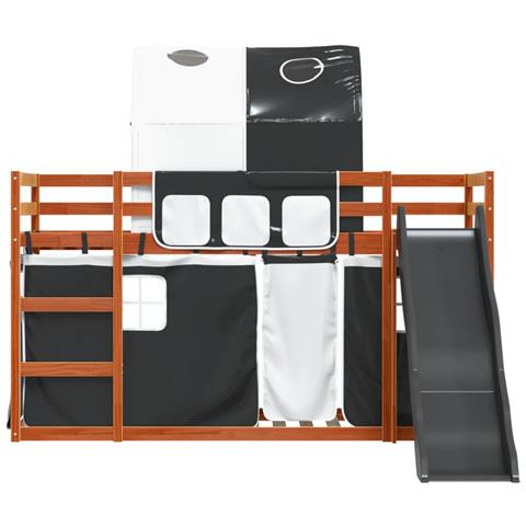 Letto a Castello con Scivolo e Tende Bianco e Nero 80x200 cm - Foto 10