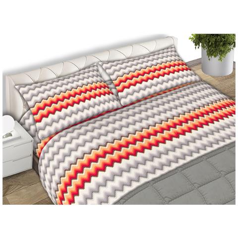 Completo Lenzuola Letto 100% Cotone Made Italy Disegno Trek Cn Matrimoniale Arancio - Foto 1