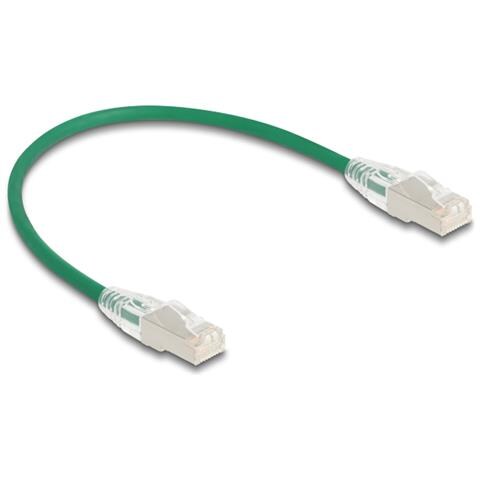 Cavo di rete RJ45 Cat. 6A maschio-maschio con chiusura curva U /FTP Slim da 0,3 m verde - Foto 1