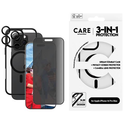 Pacchetto Di Protezione Per Apple Iphone 16 Pro Max Flagship Series 3-in-1 Privacy, Nero Transparente - Foto 5