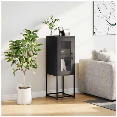 Credenza Nera 36x39x107 Cm In Acciaio Laminato A Freddo - Foto 3