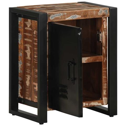 Comodino Multicolore 40x30x51 Cm In Legno Massello Recupero - Foto 3