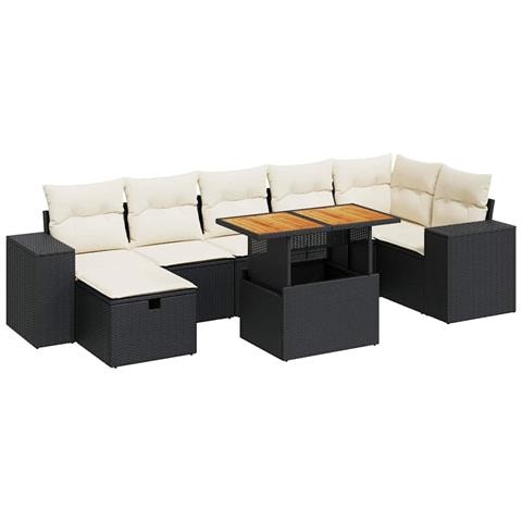 Set Divani Da Giardino 5 Pz Con Cuscini Nero Polyrattan Acacia - Foto 2