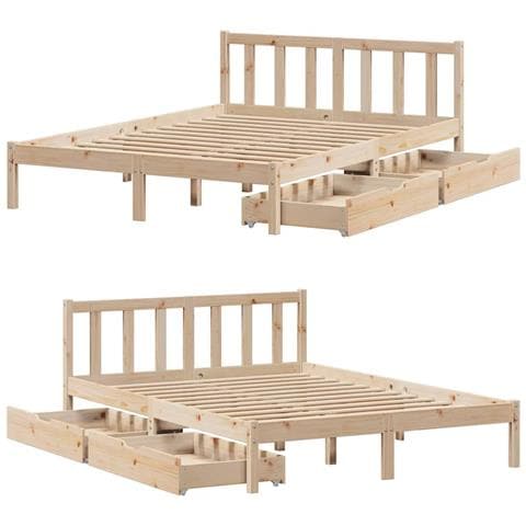 Letto senza Materasso 120x200 cm in Legno Massello di Pino - Foto 10