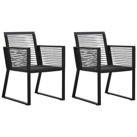 Sedie Da Giardino 2 Pz Nere In Rattan Pvc - Foto 2
