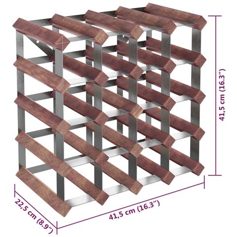 Portabottiglie Per 20 Bottiglie Legno Massello Di Pino Marrone - Foto 8