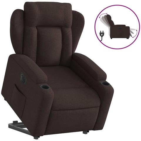 Lusso Casadino - Poltrona Alzapersona Reclinante Elettrica Marrone Scuro Tessuto - Foto 1