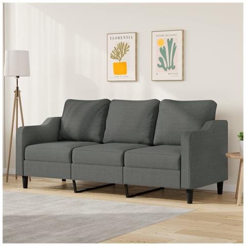 Lusso Casadino -  Divano A 3 Posti Grigio Chiaro 180 Cm In Tessuto - Foto 8