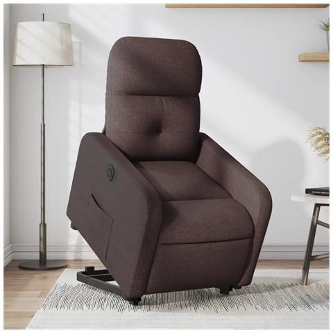 Poltrona Alzapersona Reclinante Elettrica Marrone Scuro Tessuto - Foto 2