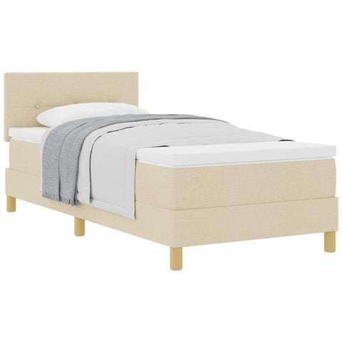 Letto con Rete A Molla con Materasso Panna 80x200 cm Tessuto - Foto 1