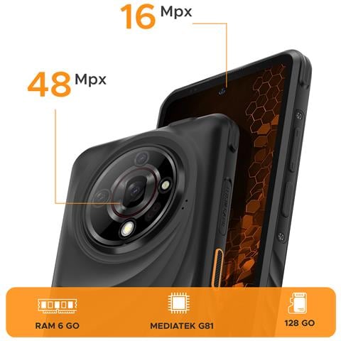 Smartphone Antiurto Android 14 Schermo 6,56"" Batteria 6050mah, Nero - Foto 6