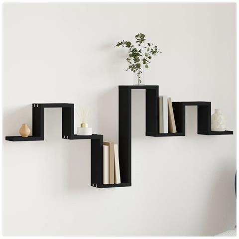 Scaffale a Parete Nero 104,5x10x43 cm in Legno Multistrato - Foto 2