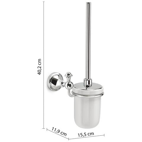 Scopino Wc Con Ciuffo In Setole Da Muro In Acciaio Inox E Cromall Nv33-03 Serie Nevis Cromato - Foto 2