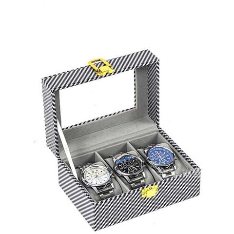 Scatola Porta Orologi 3 Posti Con Piccole Sfere D'acciaio, Compatibile Con Orologi, Bracciali E Gioielli, Design Robusto E Rivestimento In Pelle Superfibra Impermeabile - Foto 1