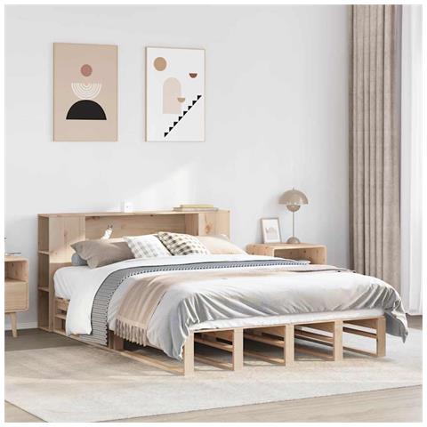 Letto Libreria senza Materasso 135x190 cm in Legno Massello - Foto 2