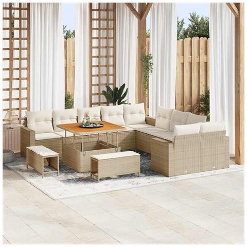 Set Divano da Giardino 13 pcs beige e panna 100 x 100 x 71 cm - Foto 2