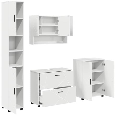 Set di mobili per il bagno 4 pcs Bianco 30 x 35 x 192 cm - Foto 1