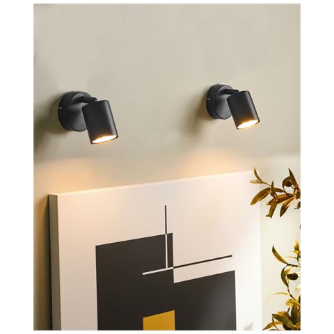 Set Di 2 Lampade Da Parete Nyando Metallo Nero - Foto 1