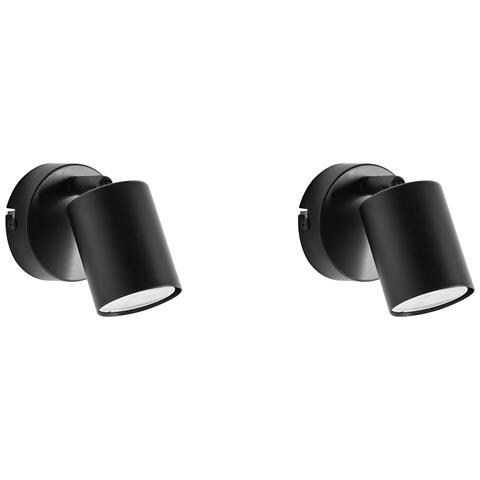 Set Di 2 Lampade Da Parete Nyando Metallo Nero - Foto 2