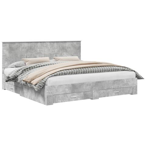 Struttura del letto con testiera Grigio cemento 200 x 200 cm - Foto 1