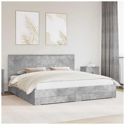 Struttura del letto con testiera Grigio cemento 200 x 200 cm - Foto 2