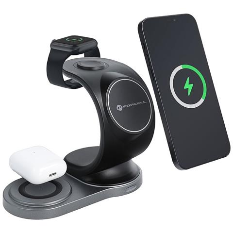 Sali Mag Caricabatterie Wireless Charger Qi Stand 3 In 1 15w Magnetic Black Per Iphone - Foto 1