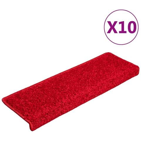 Tappetini per scale 20 pz 65x21x4 cm Rosso Bordo rettangolare - Foto 1
