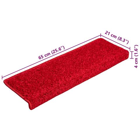 Tappetini per scale 20 pz 65x21x4 cm Rosso Bordo rettangolare - Foto 8