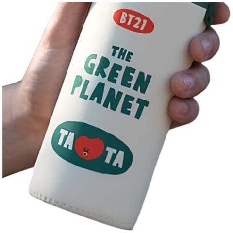 Borraccia In Vetro Riutilizzabile Da 500 Ml Con Motivo Tata E Custodia, Blanc / Vert - Foto 2