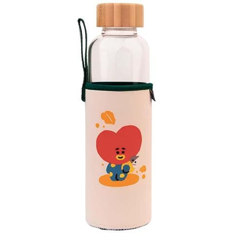 Borraccia In Vetro Riutilizzabile Da 500 Ml Con Motivo Tata E Custodia, Blanc / Vert - Foto 1