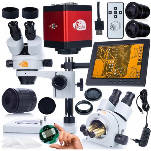 Set Microscopio Completo Mercury Pro Con Telecamera E Display 8"" - Testa Trinoculare, Zoom 7x-45x, Sistema Simul-focal, Alta Qualità Ottica - Foto 1