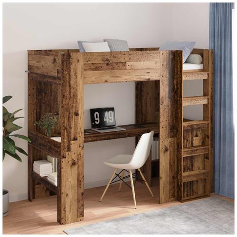 Struttura letto a castello con scrivania Legno vecchio - Foto 2