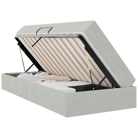 Letto con contenitore e materasso Grigio chiaro 100 x 200 cm - Foto 1