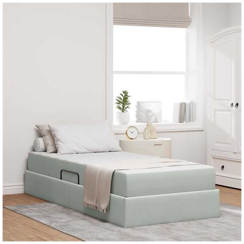 Letto con contenitore e materasso Grigio chiaro 100 x 200 cm - Foto 2