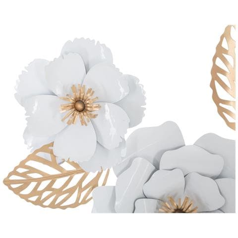 Decorazione In Metallo 3d Fiori 2-bianco-metallo-158x9x60 Cm - Foto 2
