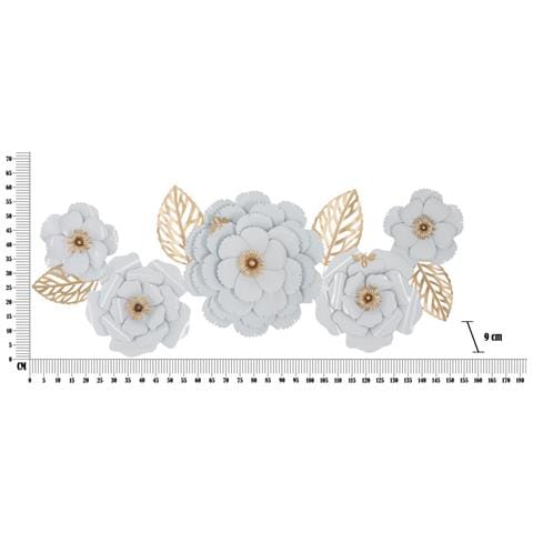 Decorazione In Metallo 3d Fiori 2-bianco-metallo-158x9x60 Cm - Foto 6