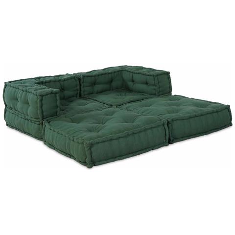 Unità di Divano Modulare 2 pcs Verde 140 x 70 x 56 cm Tessuto - Foto 2