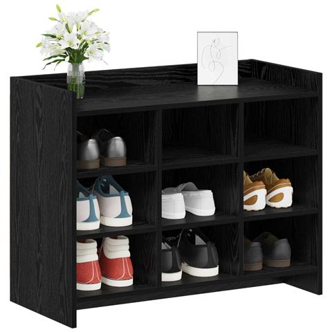 Mobile per scarpe Rovere Nero 85 x 39,5 x 70 cm - Foto 2