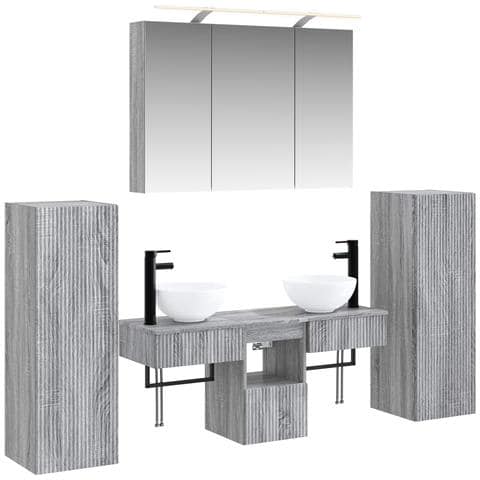 Set di mobili per il bagno 6 pcs Sonoma grigio - Foto 1