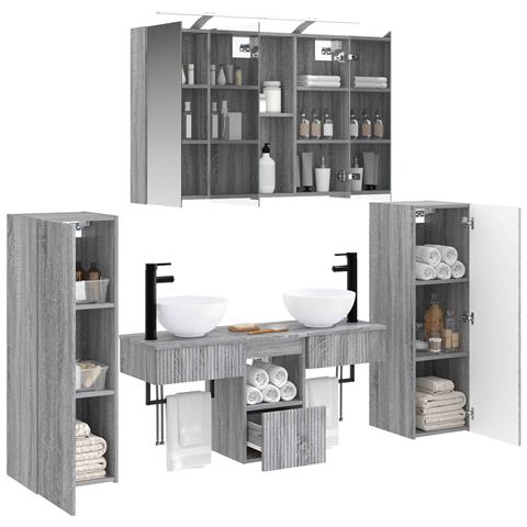 Set di mobili per il bagno 6 pcs Sonoma grigio - Foto 2
