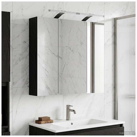 Mobiletto per specchio da bagno Rovere Nero 70 x 14,5 x 70 cm - Foto 2