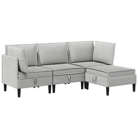 Set di mobili per il soggiorno 4 pcs Grigio chiaro Tessuto - Foto 1