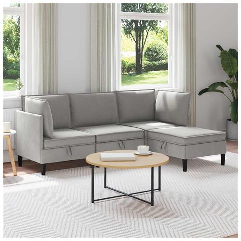 Set di mobili per il soggiorno 4 pcs Grigio chiaro Tessuto - Foto 2